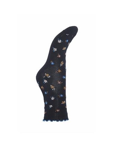 Calcetines azul marino con florecitas.